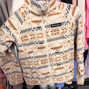 Columbia Kids' Fleece Hoodie - Cream and Brown Pattern